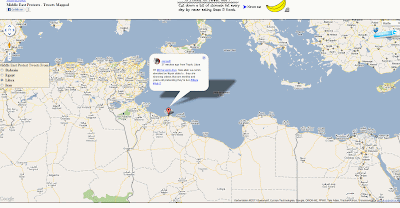 Read more about the article Google Map zeigt fast live Twittermeldungen aus Libyen, Bahrain, Ägypten und Iran