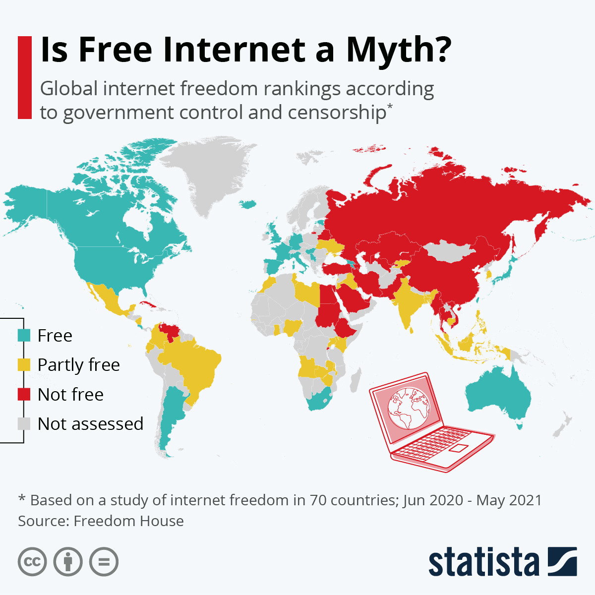 Read more about the article Weltkarte zeigt das freie und zensierte Internet