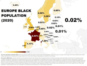 Read more about the article Die schwarze Bevölkerung in Europa – Über 8% der Franzosen sind schwarz, fast 5% der Portugiesen und 4% der Britten haben eine schwarze Hautfarbe. In Deutschland sind nur 0.65% Menschen mit dunkler Hautfarbe. Die Schweiz ist mit über 2% anders.