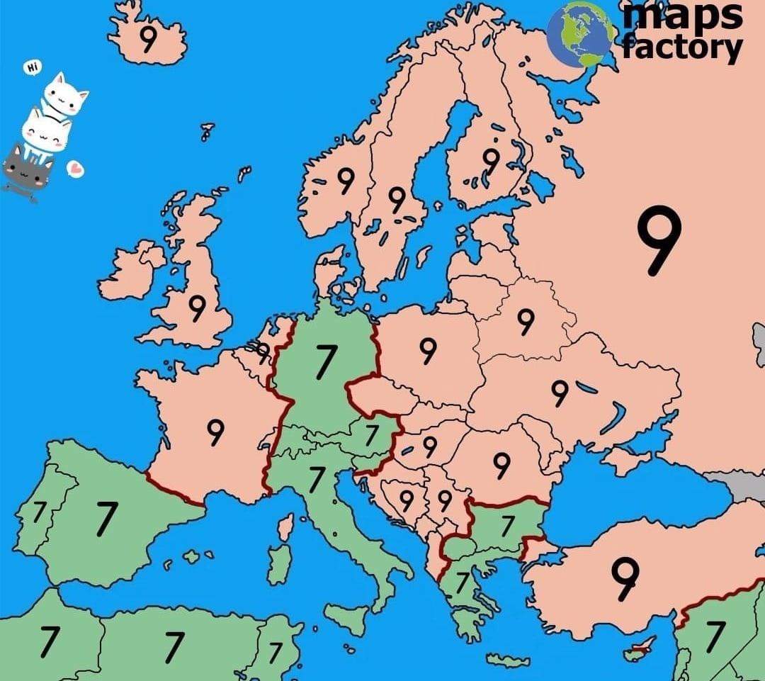 Read more about the article Europakarte zeigt wie viele Leben sprichwörtlich Katzen haben? In Deutschland, Spanien und Italien sagt man 7. Im restlichen Europa leben Katzen sogar 2x länger.