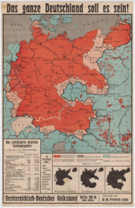 Read more about the article Propaganda der 1930er Jahre träumt von einem Gesamtdeutschland ohne die vielen Lücken und Gebiete wo Deutsche leben aber nicht zu Deutschland gehören.