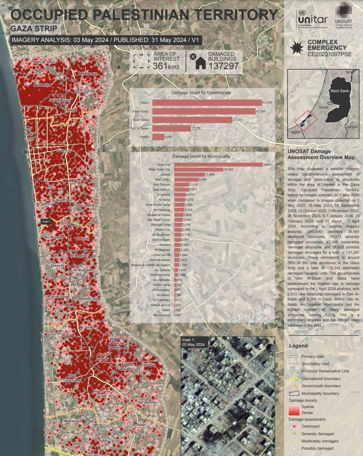 Read more about the article Analyse des zerstörten Gazastreifen (3. Mai 2024) – 2/3 von Gaza ist zerstört.