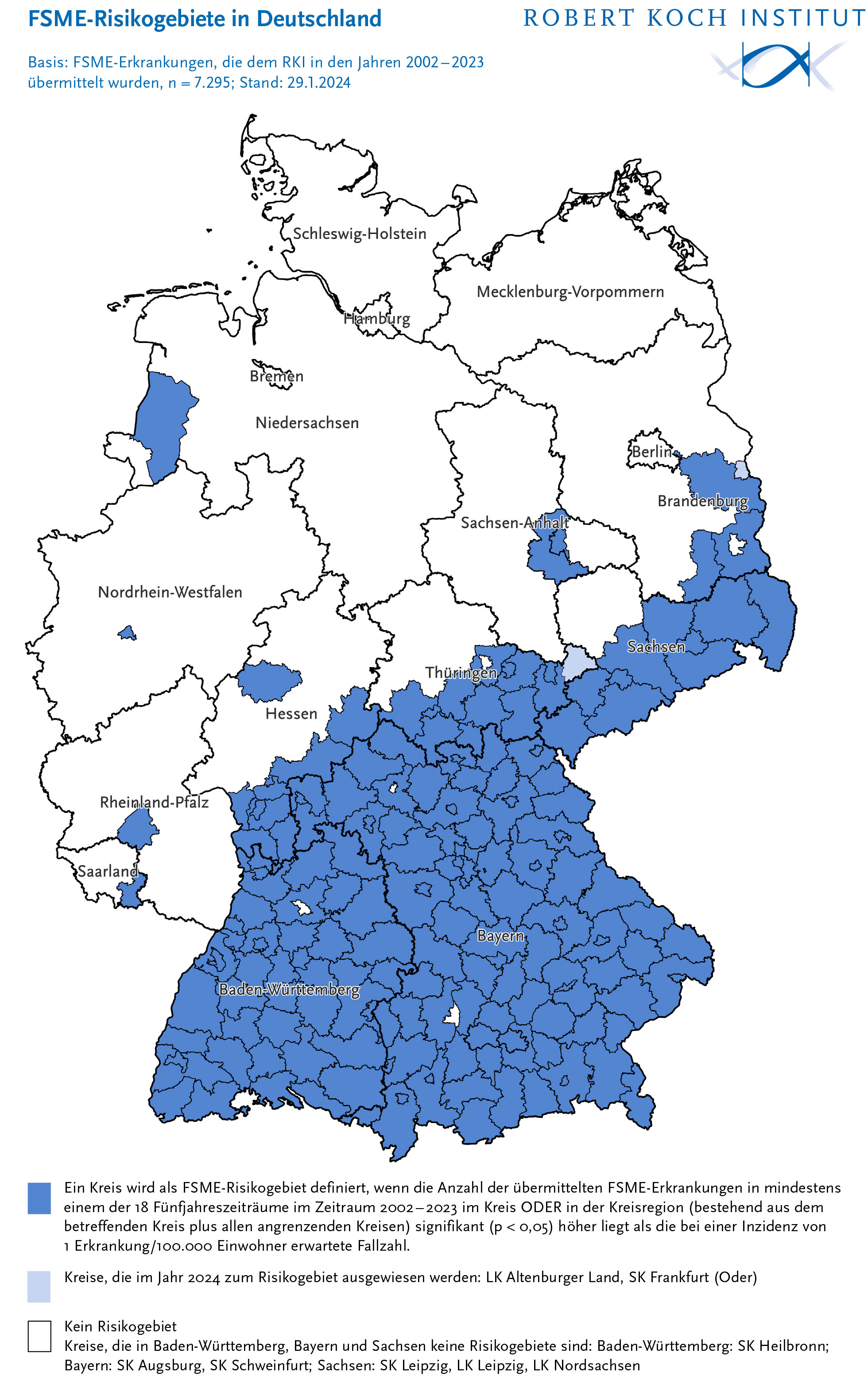 Read more about the article FSME-Risikogebiete in vielen Teilen Deutschlands kein Thema. Zecken die eine FSME-Erkrankungen verursachen sind nur in Süddeutschland und in Teilen Sachen, Thüringen, Hessen und Rheinland-Pfalz eine Erkrankung.