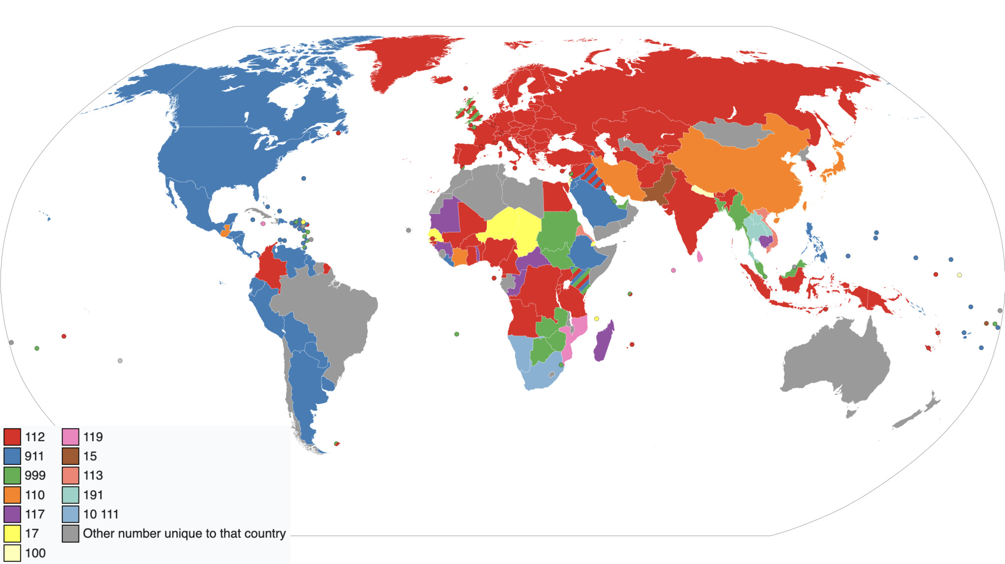 Read more about the article Weltkarte: Weltweite Notfallnummern (Feuer) – 1122 in Europa. 911 sehr oft in Amerika.